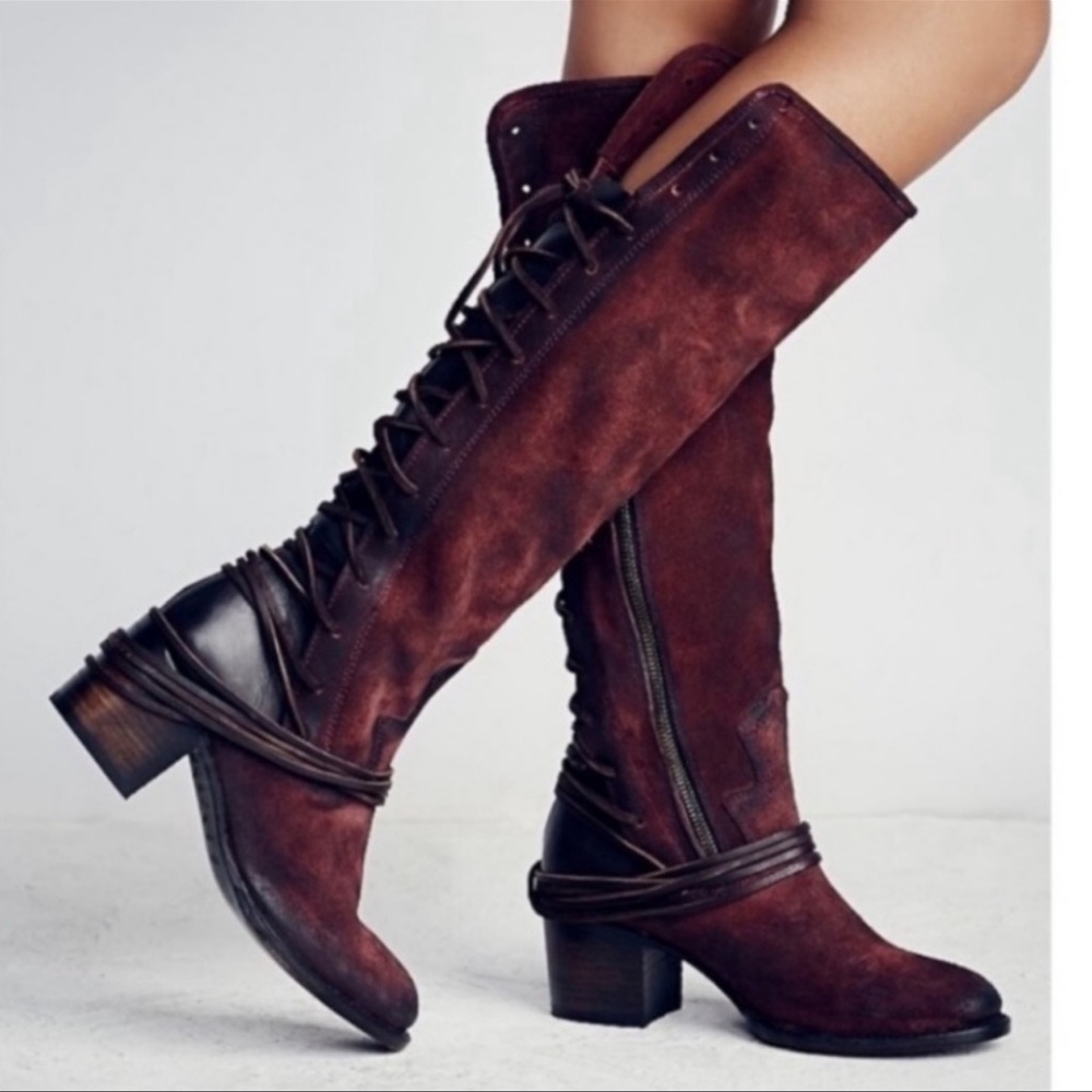 Freebird by Steven coal lace up suede boots